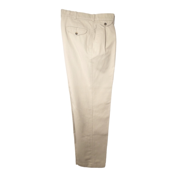 Savane "Process 2000" 100% Soft Cotton Twill Beige Peated & Cuffed Chino Pants - Picture 1 of 9